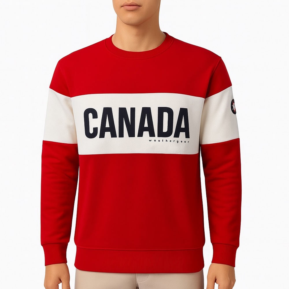 Canada Weathergear Crewneck Men's Sweater - Red and White